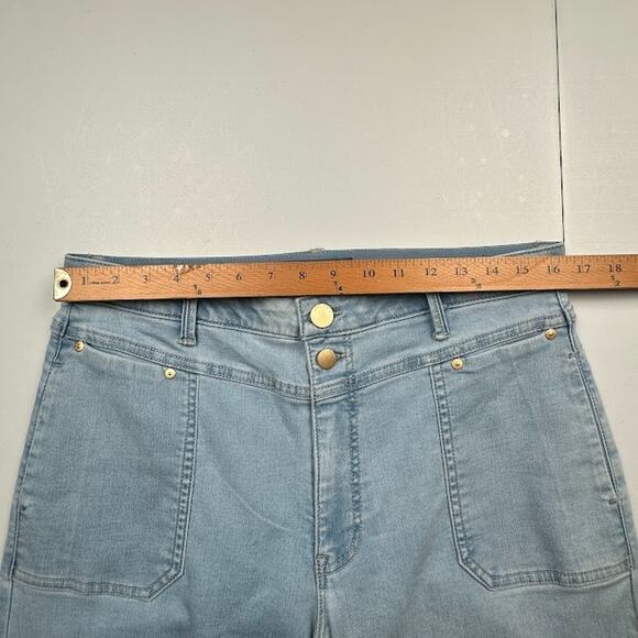 Democracy Absolution Jeans Womens 14 Blue Wide Leg Crop Raw Hem Stretch Pockets - Picture 10 of 14